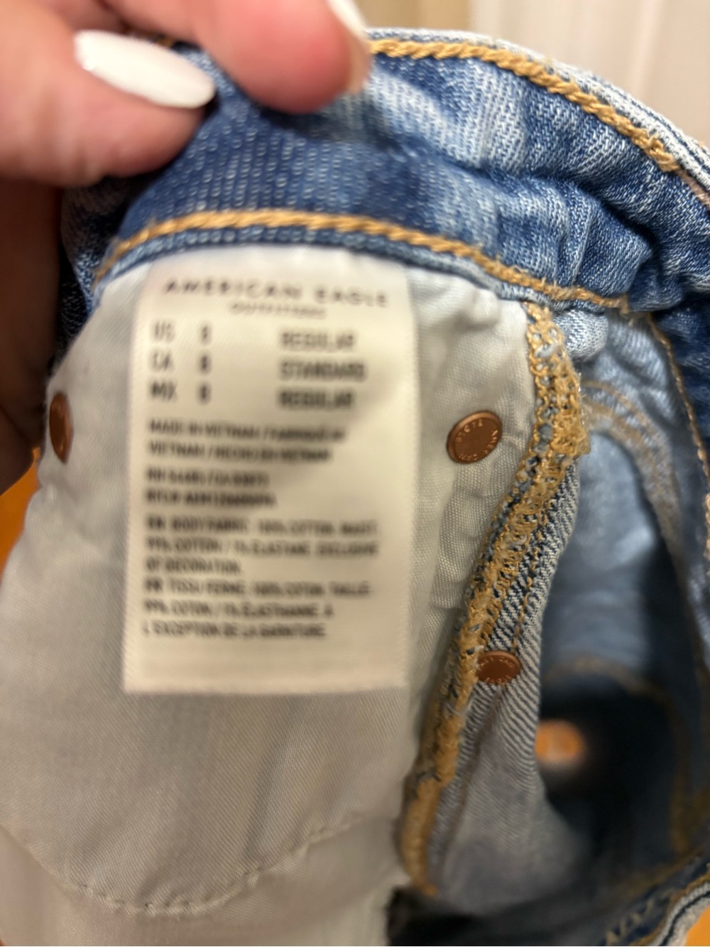 American Eagle Outfitters Light Wash Frayed Denim Mini Skirt - Picture 2 of 3